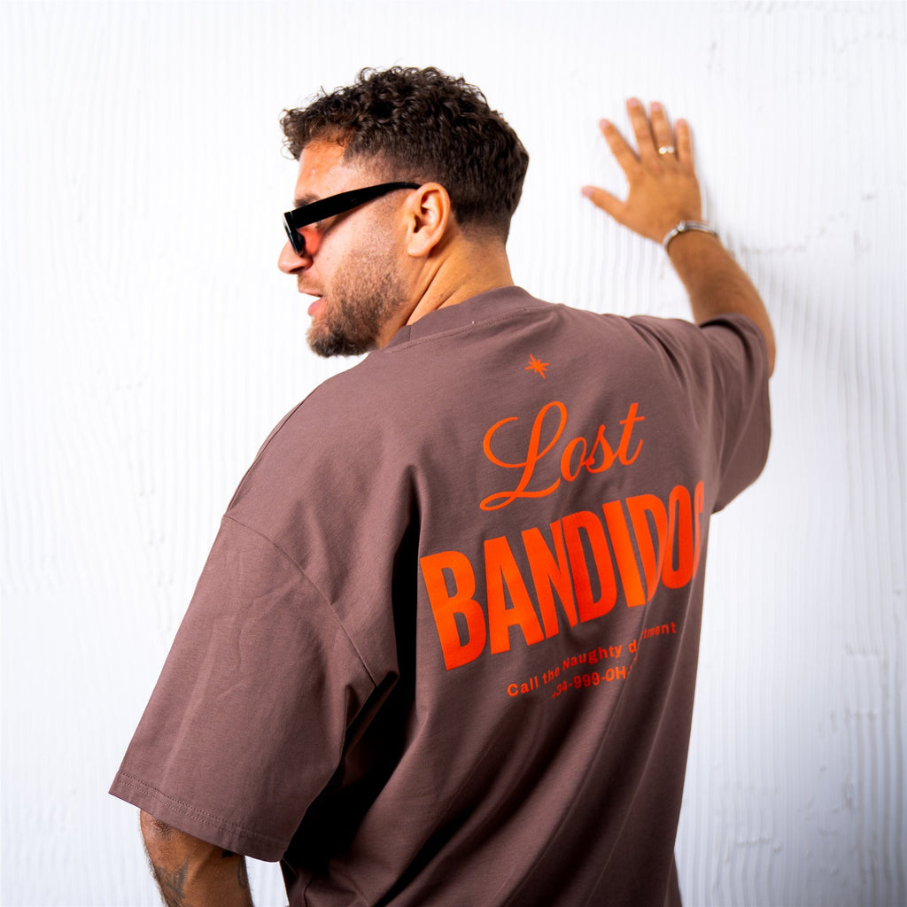 Bandido Essential T-Shirt — Taupe brown & orange (3)