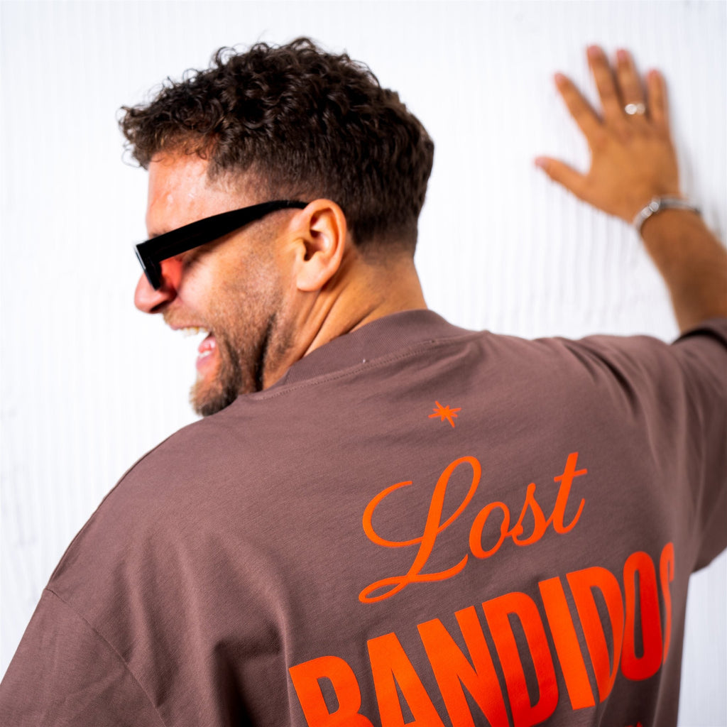 Bandido Essential T-Shirt — Taupe brown & orange (4)