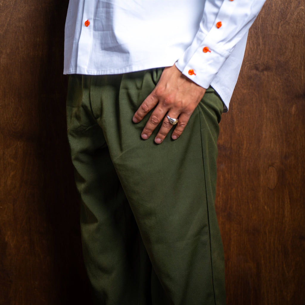 Relaxed Belted Trousers — Deep Green (6)