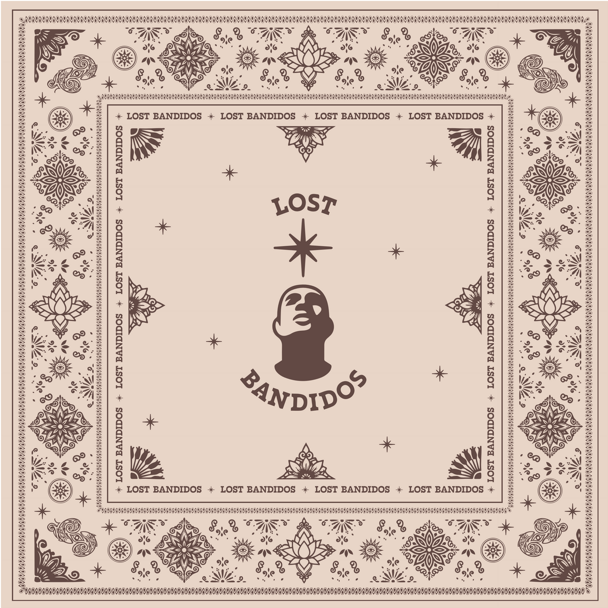 Signature Bandana — Cream & brown