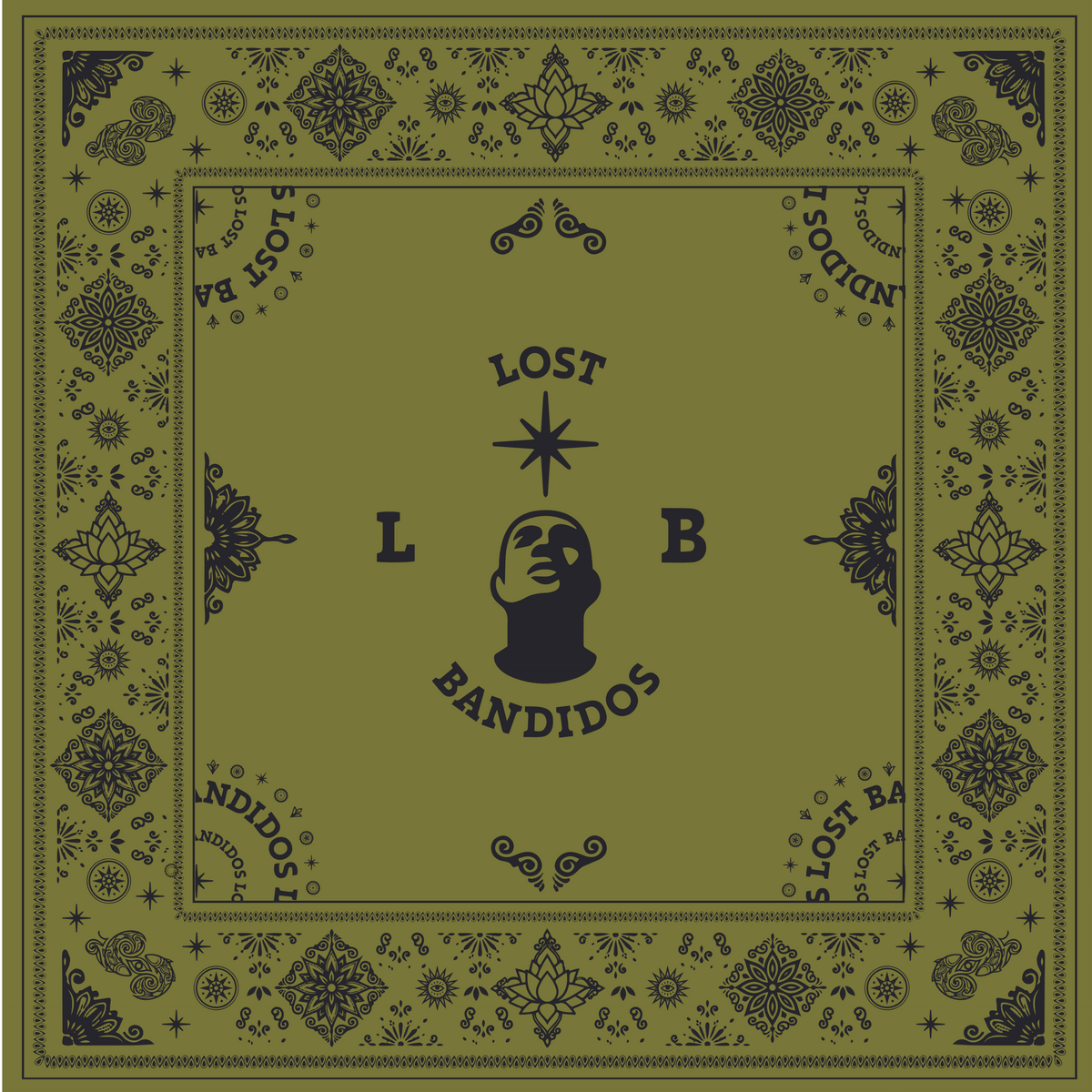 Signature Bandana — Olive & black